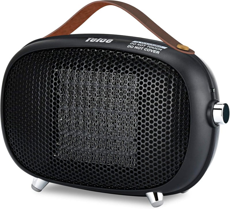 Teioe Space Heater, Mini Electric Space Heater 800W/400W, Small PTC Ceramic Heater with Tip-Over and Overheat Protection, 3 Operating Modes, Space Heaters for Office, Bedroom and Under Desk (BLACK) - Image 1